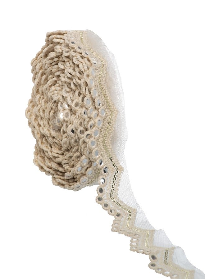 CORIOX Net Sequence Laces For Dresses, Sarees, Lehenga, Suits, Bags, Decorations, Borders. 9 Meter - Off White - Image 2